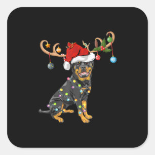 Sticker Carré Don Rottweiler Xmas Santas Reindeer Rottweiler