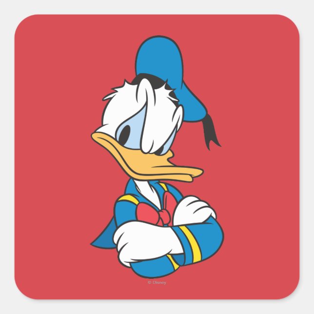 Sticker Carré Donald Duck | Armes croisées (Devant)