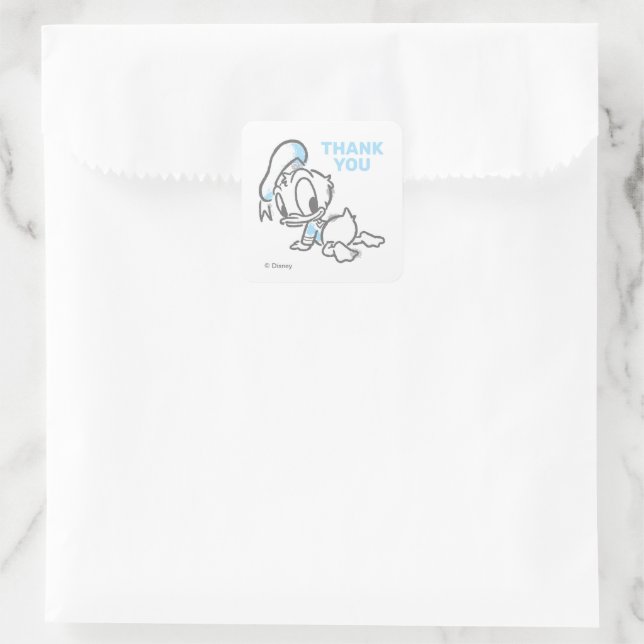 Sticker Carré Donald Duck Baby shower - Merci (Sac)