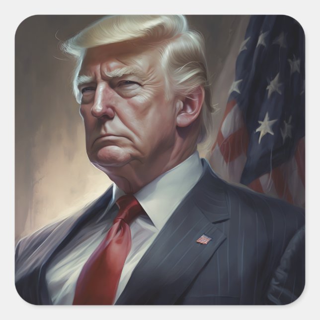 Sticker Carré Donald Trump (Devant)