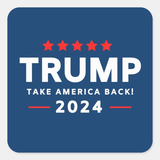 Sticker Carré Donald Trump 2024 et l'Amérique (Devant)