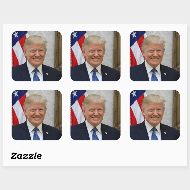 Sticker Carré Donald Trump Président des États-Unis Maison Blanc (Feuille)