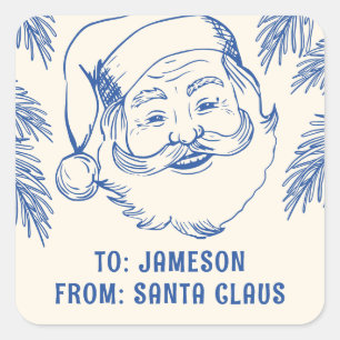 Sticker Carré Doodle de Noël du Père Noël