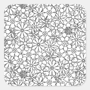 Sticker Carré Doodle floral