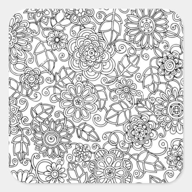 Sticker Carré Doodle floral ethnique (Devant)