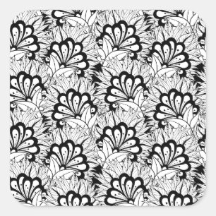 Sticker Carré Doodle Motif de fleurs