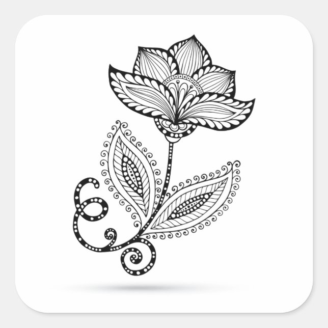 Sticker Carré Doodles Henna Paisley Mehndi (Devant)