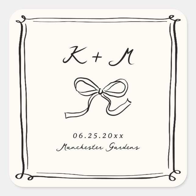 Sticker Carré Doodles Mariages dessinés à la main (Devant)