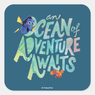 Sticker Carré Dory & Nemo   Un océan d'aventures attend
