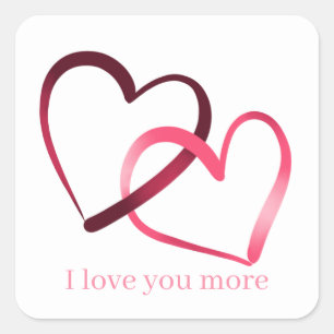 Sticker Carré Double coeur Je vous aime plus Valentine