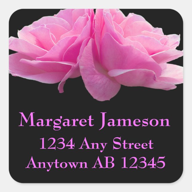 Sticker Carré Double label Roses Return Address (Devant)