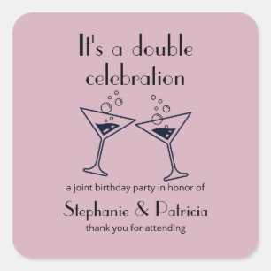 Sticker Carré Double violet moderne célébrations Anniversaire co