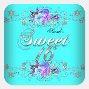 Sticker Carré Douce 16 Fleurs Violettes de Teal