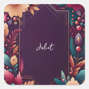 Sticker Carré Douce Baby Shower Bohème Couleur Bijou Teinte Auto