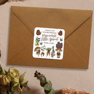 Sticker Carré Douce Baby Shower de Petit Germe Cultivé Localemen