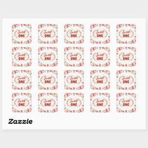 Sticker Carré Douce Fête d'anniversaire Gâteau donut glacé aux f