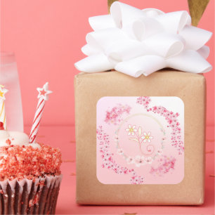 Sticker Carré Douce Floraison Rose de Printemps