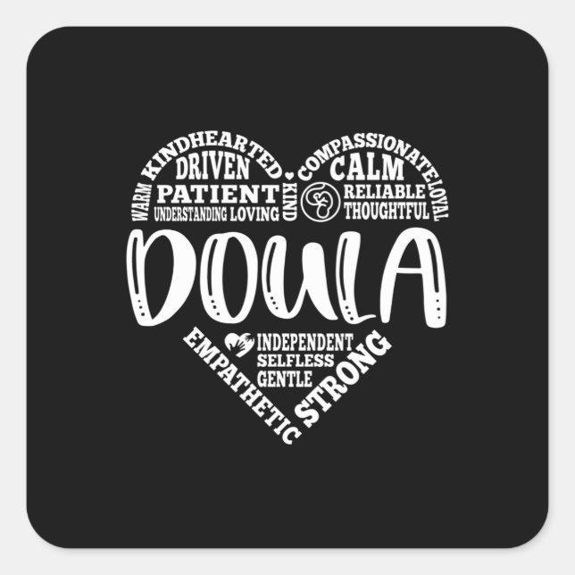 Sticker Carré Doula, soutien à la grossesse, accouchement (Devant)