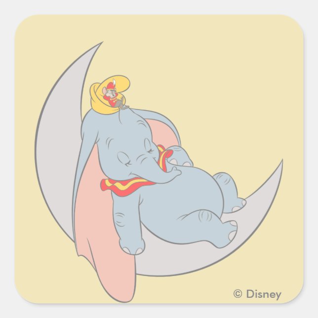 Sticker Carré Doux Dumbo et Timothy Sleeping (Devant)