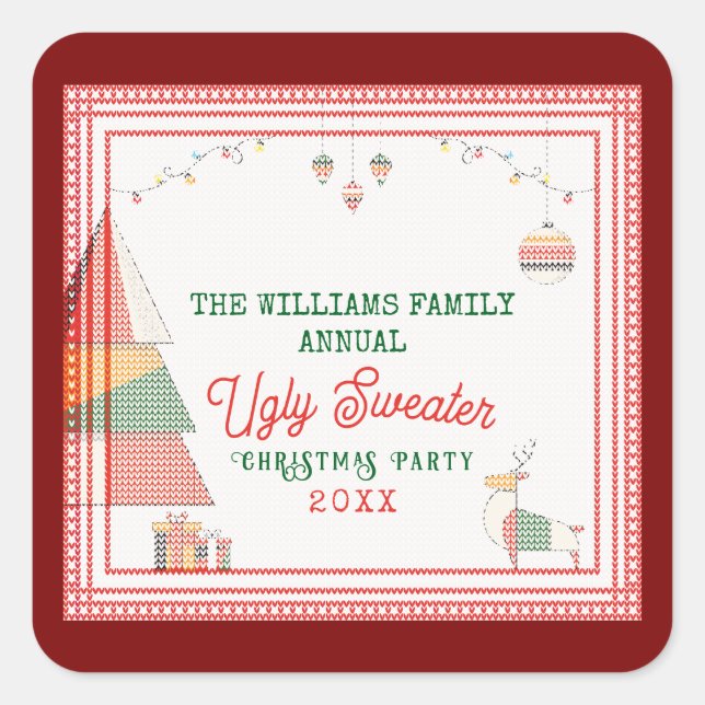 Sticker Carré Doux moche Concours le plus ignoble Noël (Devant)