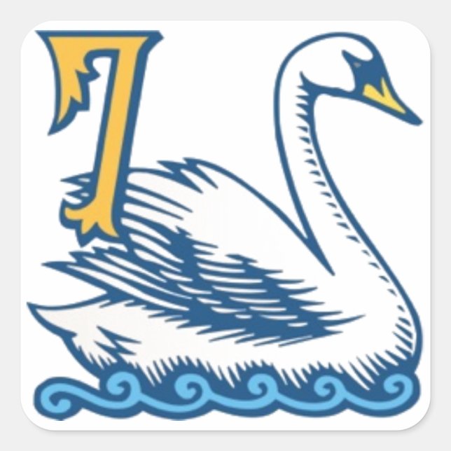 Sticker Carré Douze jours de Noël - Sept Cygnes nage (Devant)