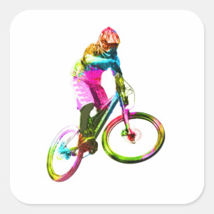 Sticker Carré Downhiller coloré