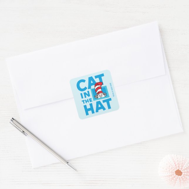 Sticker Carré Dr Seuss | Chat dans le logo du Casquette (Enveloppe)