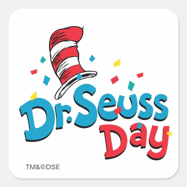Sticker Carré Dr Seuss Day | Confetti (Devant)