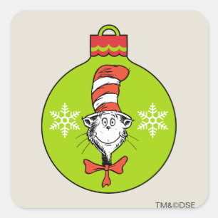 Sticker Carré Dr Seuss   Grinch   Chat dans l'ornement Casquette