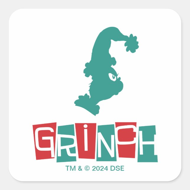 Sticker Carré Dr Seuss | Grinch - Rouge et Vert (Devant)