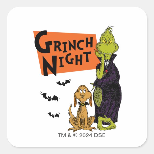 Sticker Carré Dr Seuss | Hallowen Grinch Night Graphic (Devant)