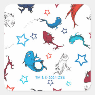 Sticker Carré Dr Seuss   Un poisson deux étoiles de poisson Moti
