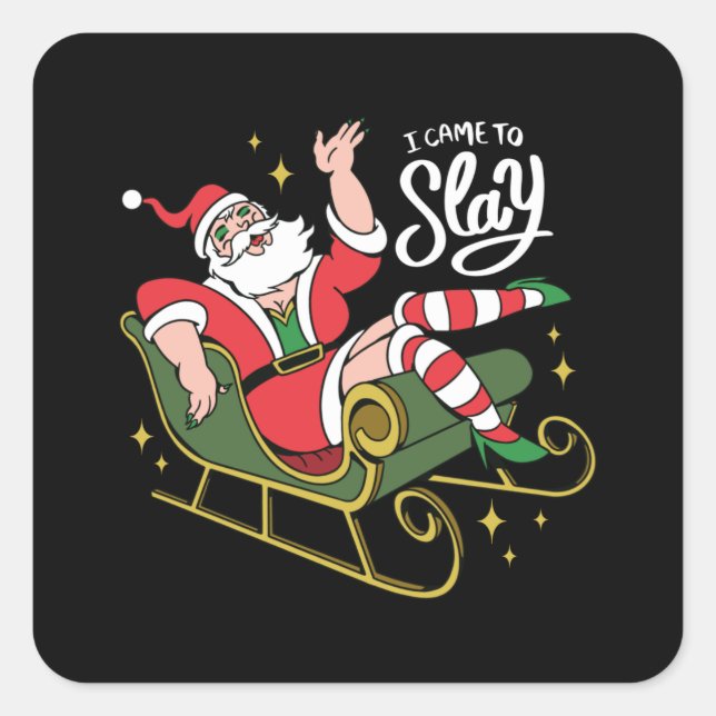 Sticker Carré Drag Queen Père Noël (Devant)