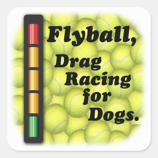 Sticker Carré Drag Racing pour chiens (Devant)