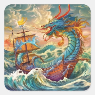 Sticker Carré Dragon Art