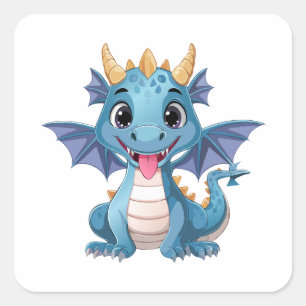 Sticker Carré dragon bleu