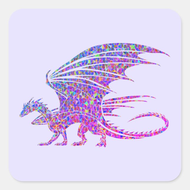 Sticker Carré Dragon de mosaïque Extraordinaire violet (Devant)