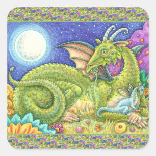STICKER CARRÉ DRAGON FAMILLE PROCHAINE GÉNÉRATION, IMAGINAIRE WH