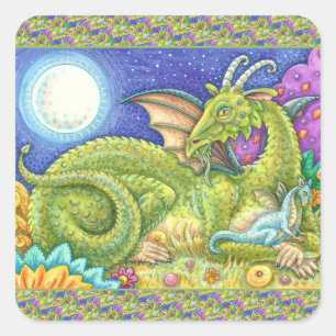 STICKER CARRÉ DRAGON FAMILLE PROCHAINE GÉNÉRATION, IMAGINAIRE WH