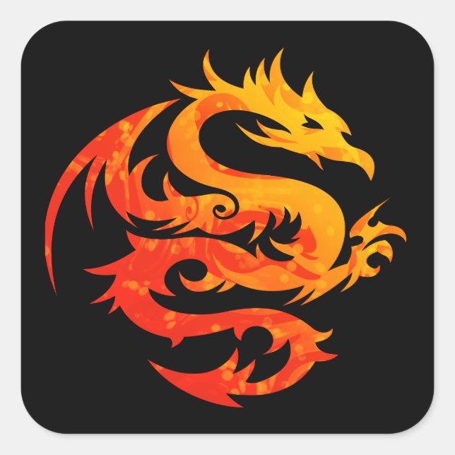 STICKER CARRÉ DRAGON FIERY (Devant)