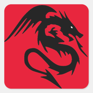 Sticker Carré Dragon noir