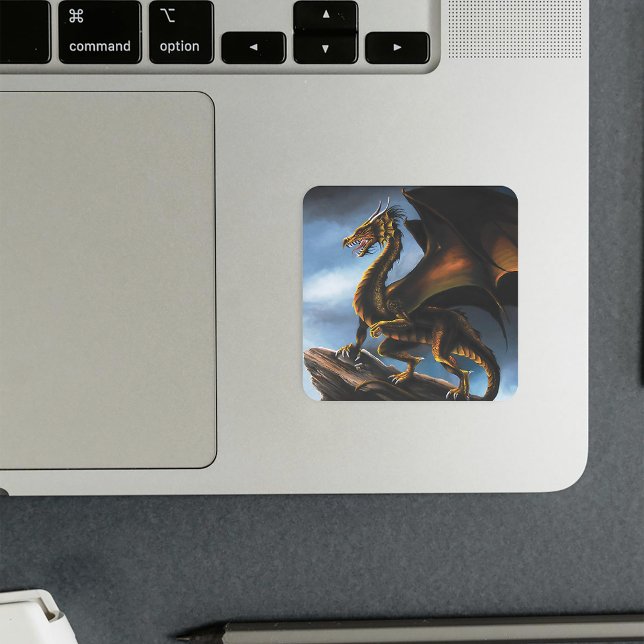 Sticker Carré Dragon noir cuivre or (Créateur téléchargé)