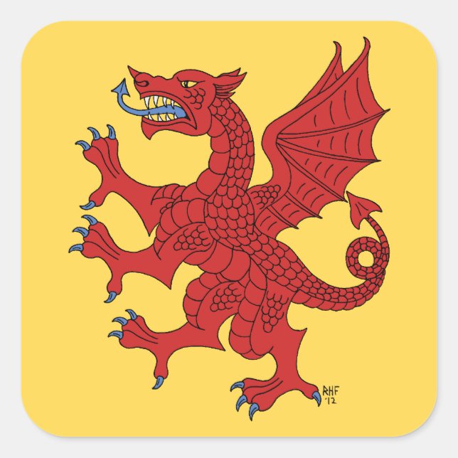 Sticker Carré Dragon Rampant Gules (Devant)