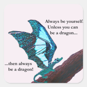Sticker Carré Dragon sur Branche