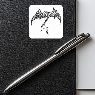 Sticker Carré Dragon tribal celtique noir blanc