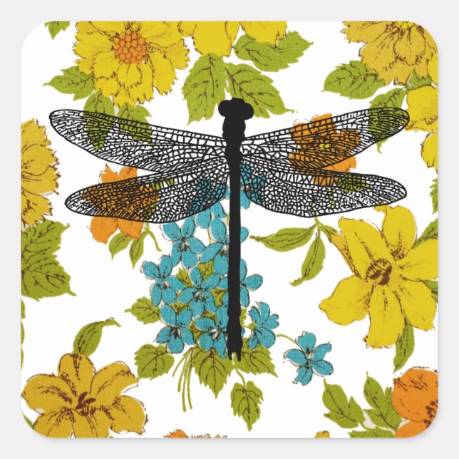 Sticker Carré dragonfly Bug Iflowers nature Silhouette art (Devant)