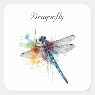 Sticker Carré Dragonfly colorée personnalisable