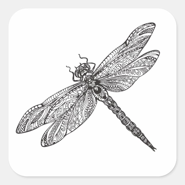 Sticker Carré Dragonfly en style (Devant)