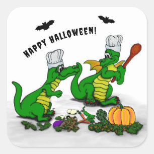 Sticker Carré Dragons - Joyeux Halloween ! Aujourd'hui je vais c