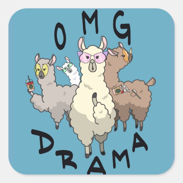Sticker Carré Drama Lama (Devant)